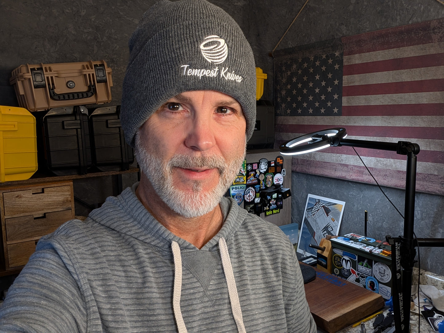 Light Grey Tempest Knives Stocking Hat