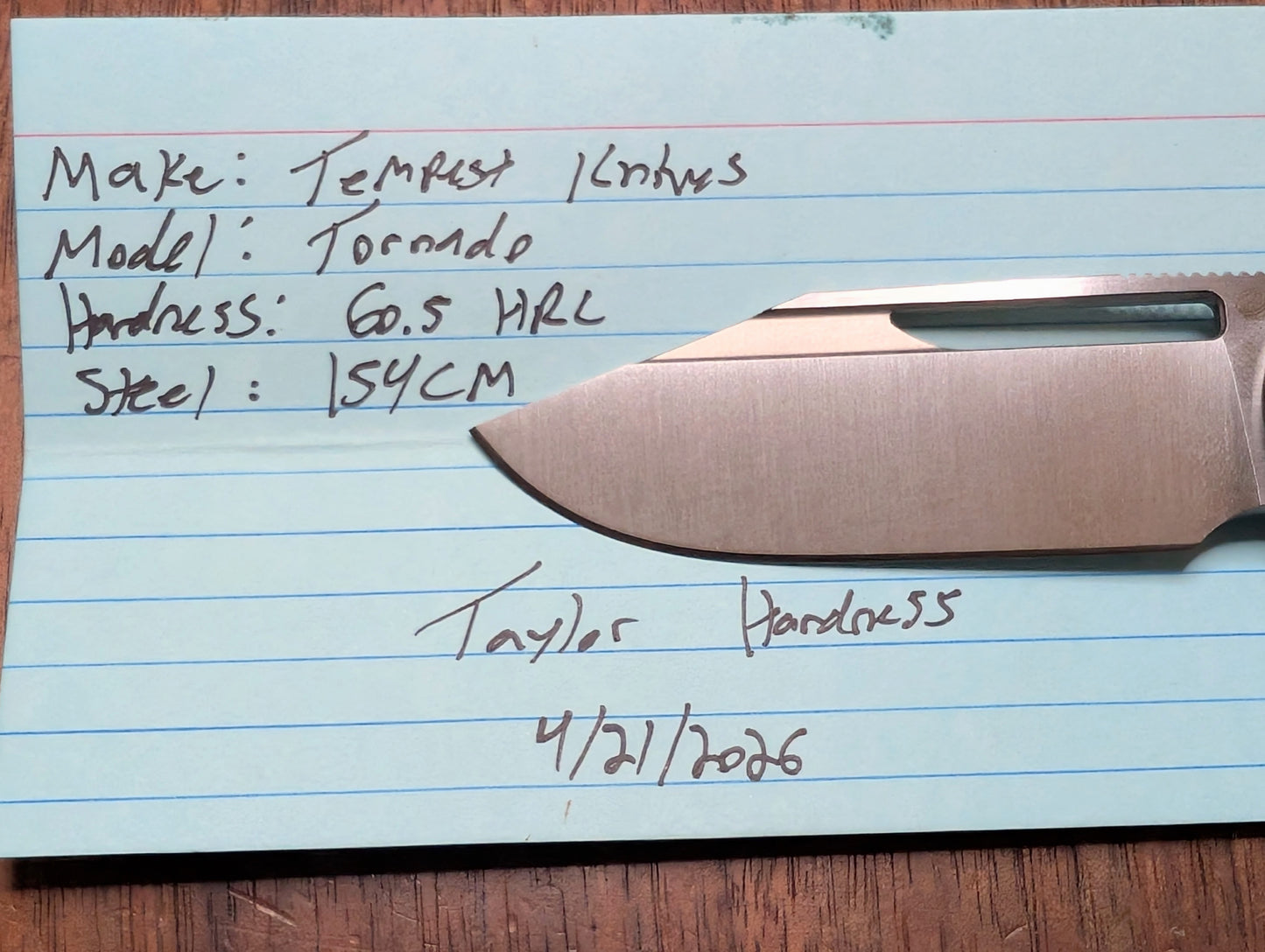 Tempest Tornado Waterspout - HRC Tested by Taylor Hardness - 1 of a kind